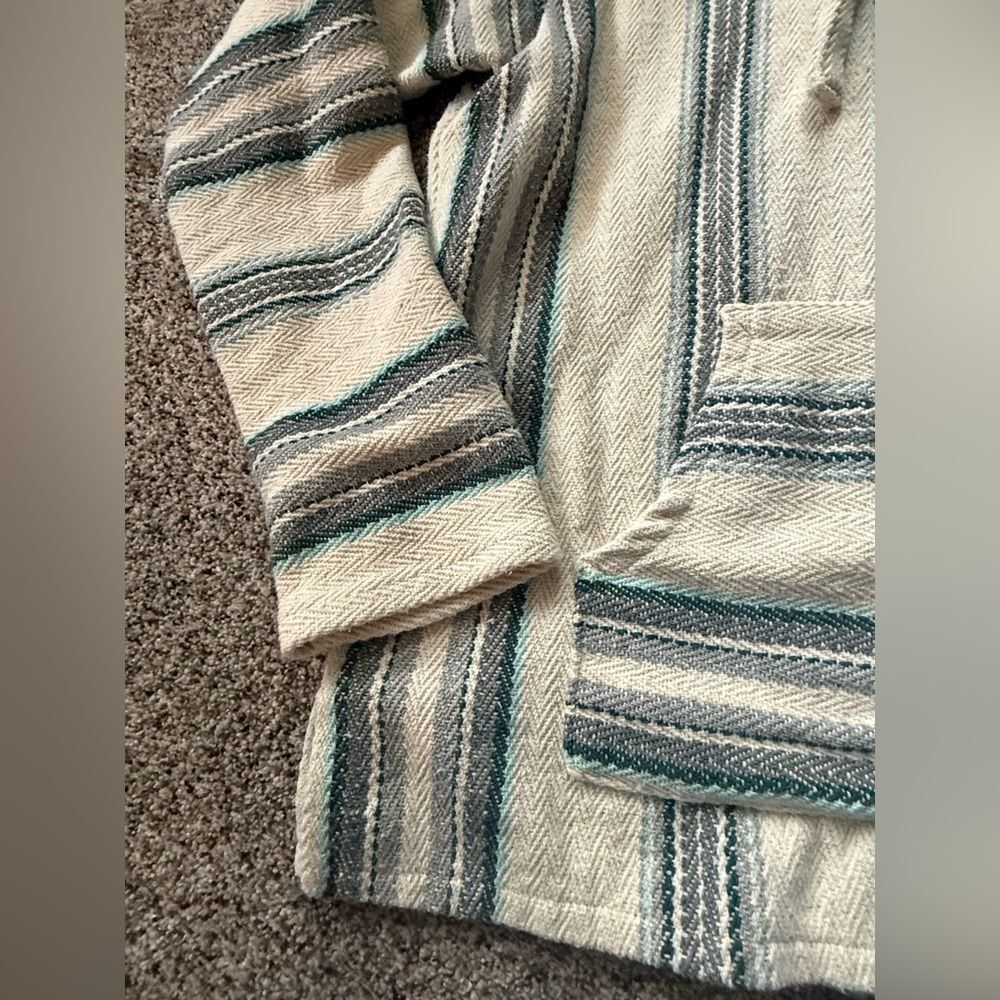 Ron Jon Senor Lopez Stripe Long Sleeve Baja Mexican Hoodie Poncho Size M - Picture 3 of 11